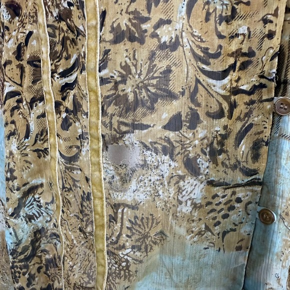 Y2K Claudia Richard's Womens Sheer Floral Print Button Up Long Sleeve Blouse Top - Picture 7 of 9